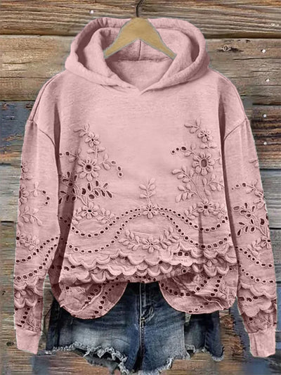 SACHZNA | Bluza z kapturem z haftem kwiatowym