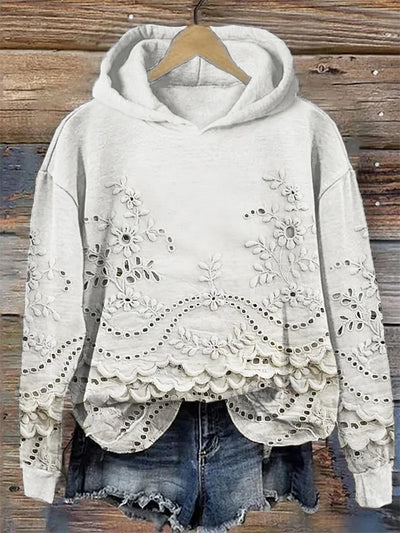 SACHZNA | Bluza z kapturem z haftem kwiatowym